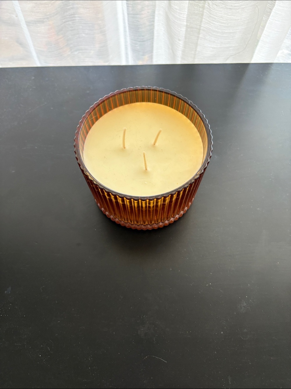 Amber Ribbed Glass 3-Wick Candle